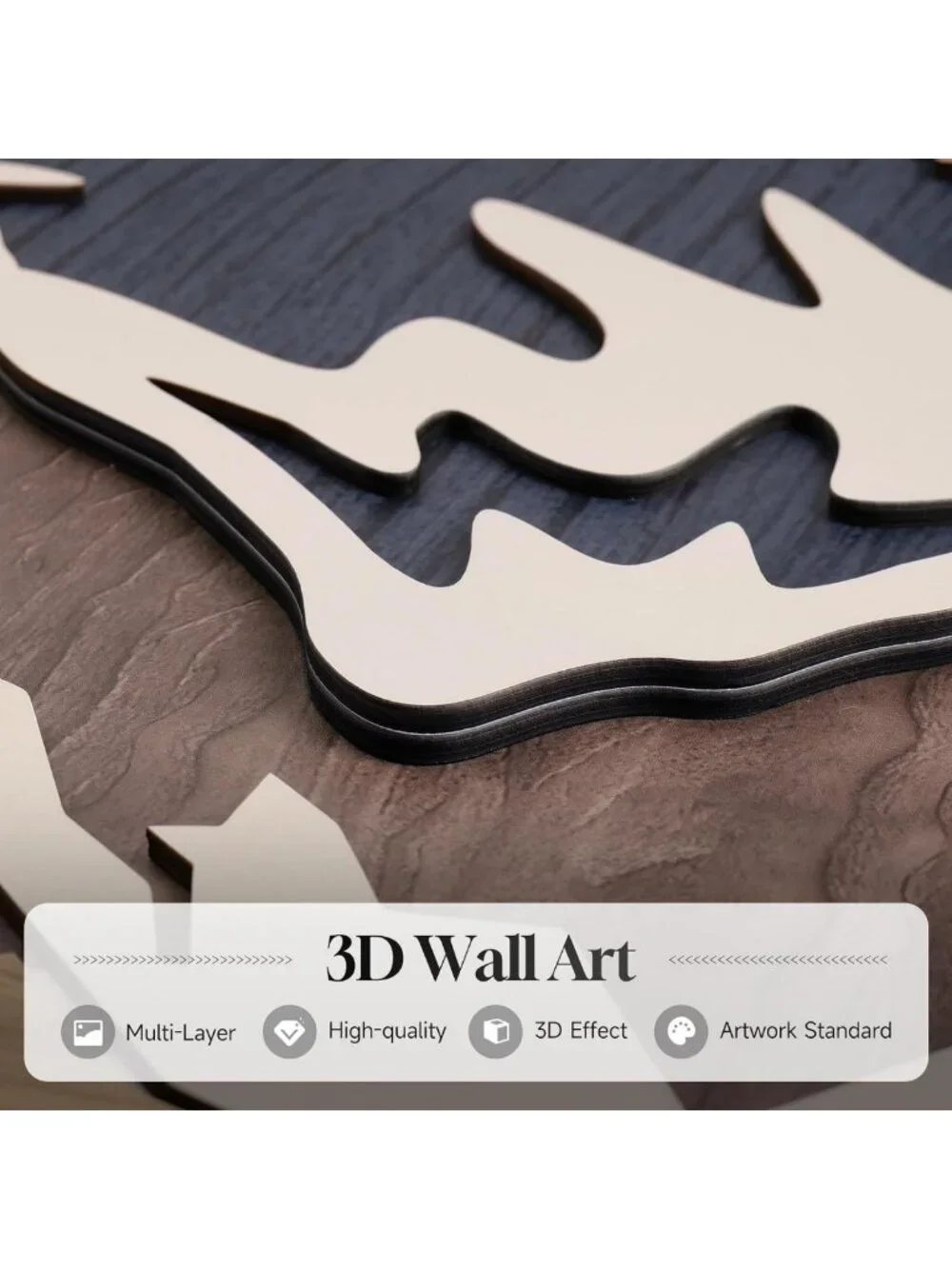 3D Wood Mountain Wall Art Set - 3 Piece Landscape Decor, 16x24 Inch Framed Art